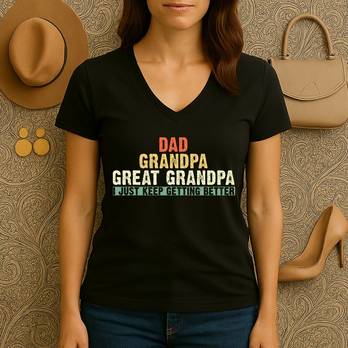 Dad Grandpa Great Grandpa Funny fathers day Great Grandpa Women's V-Neck T-Shirt