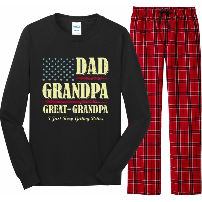 Dad Grandpa Great Grandpa I Just Keep Getting Better Vintage Long Sleeve Pajama Set