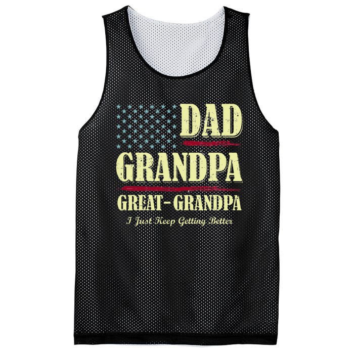 Dad Grandpa Great Grandpa I Just Keep Getting Better Vintage Mesh Reversible Basketball Jersey Tank