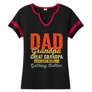 Dad Grandpa Great Grandpa For Fathers Day Ladies Halftime Notch Neck Tee