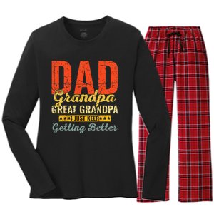 Dad Grandpa Great Grandpa For Fathers Day Women's Long Sleeve Flannel Pajama Set 