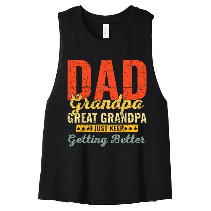 Dad Grandpa Great Grandpa For Fathers Day Women's Racerback Cropped Tank