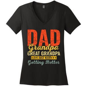 Dad Grandpa Great Grandpa For Fathers Day Women's V-Neck T-Shirt