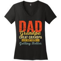 Dad Grandpa Great Grandpa For Fathers Day Women's V-Neck T-Shirt