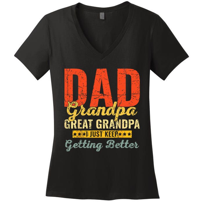 Dad Grandpa Great Grandpa For Fathers Day Women's V-Neck T-Shirt