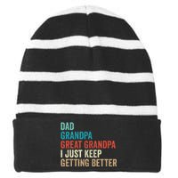 Dad Grandpa Great Grandpa Fathers Day Gift from Grand Striped Beanie with Solid Band