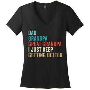 Dad Grandpa Great Grandpa Fathers Day Gift from Grand Women's V-Neck T-Shirt