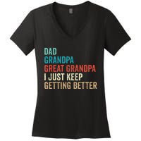 Dad Grandpa Great Grandpa Fathers Day Gift from Grand Women's V-Neck T-Shirt