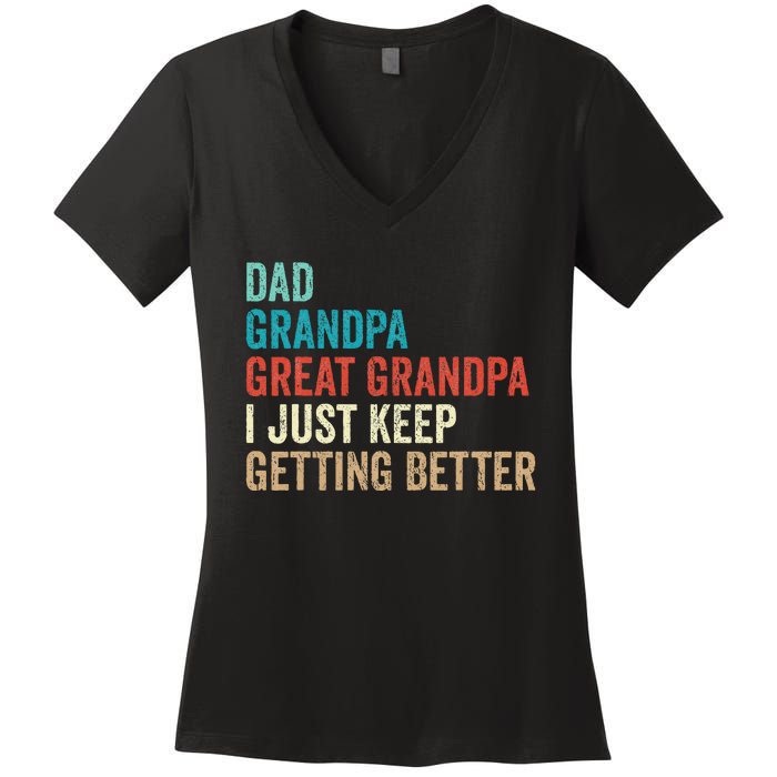 Dad Grandpa Great Grandpa Fathers Day Gift from Grand Women's V-Neck T-Shirt