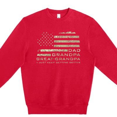 Dad Grandpa Great Grandpa Fathers Day Last Minute Premium Crewneck Sweatshirt