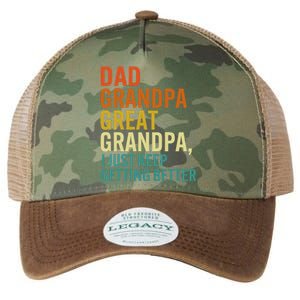 Dad Grandpa Great Grandpa I Just Keep Getting Better Retro Legacy Tie Dye Trucker Hat