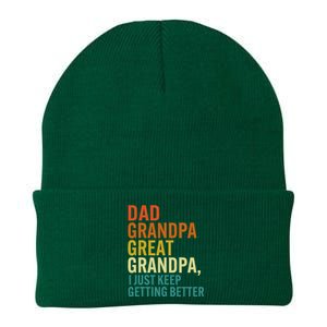 Dad Grandpa Great Grandpa I Just Keep Getting Better Retro Knit Cap Winter Beanie