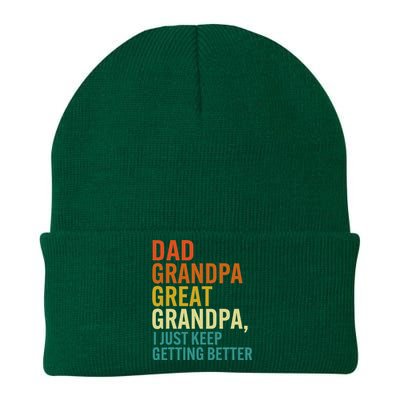 Dad Grandpa Great Grandpa I Just Keep Getting Better Retro Knit Cap Winter Beanie