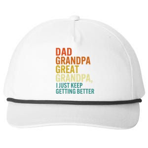 Dad Grandpa Great Grandpa I Just Keep Getting Better Retro Snapback Five-Panel Rope Hat