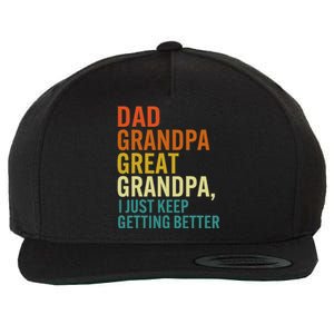 Dad Grandpa Great Grandpa I Just Keep Getting Better Retro Wool Snapback Cap