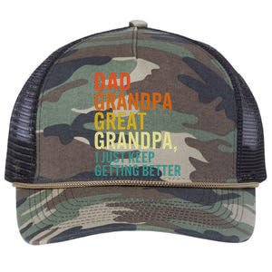 Dad Grandpa Great Grandpa I Just Keep Getting Better Retro Retro Rope Trucker Hat Cap