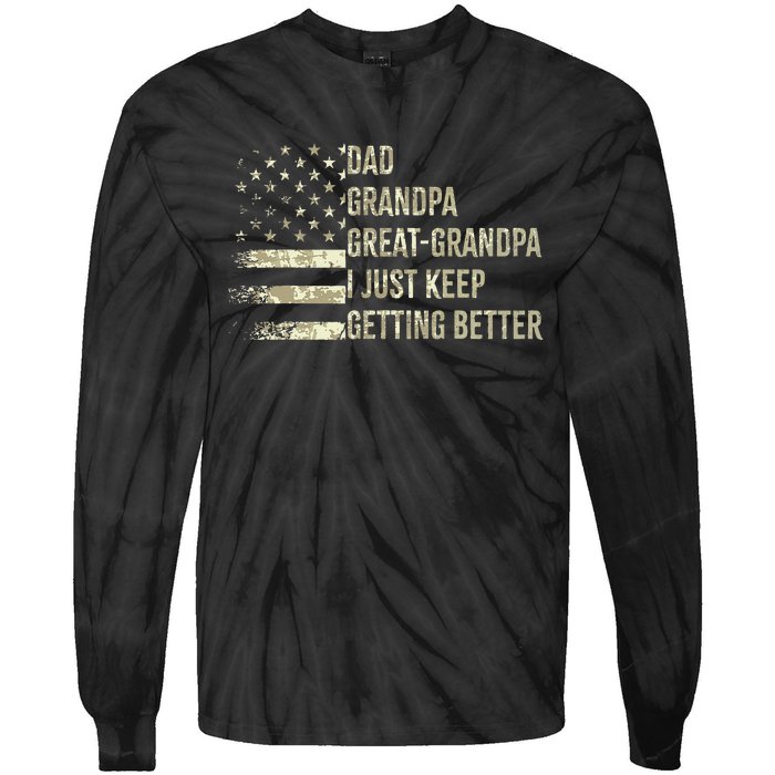 Dad Grandpa Great Grandpa Fathers Day Last Minute Tie-Dye Long Sleeve Shirt