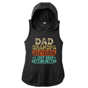 Dad Grandpa Great Grandpa Fathers Day Ladies PosiCharge Tri-Blend Wicking Draft Hoodie Tank