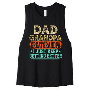 Dad Grandpa Great Grandpa Fathers Day Women's Racerback Cropped Tank