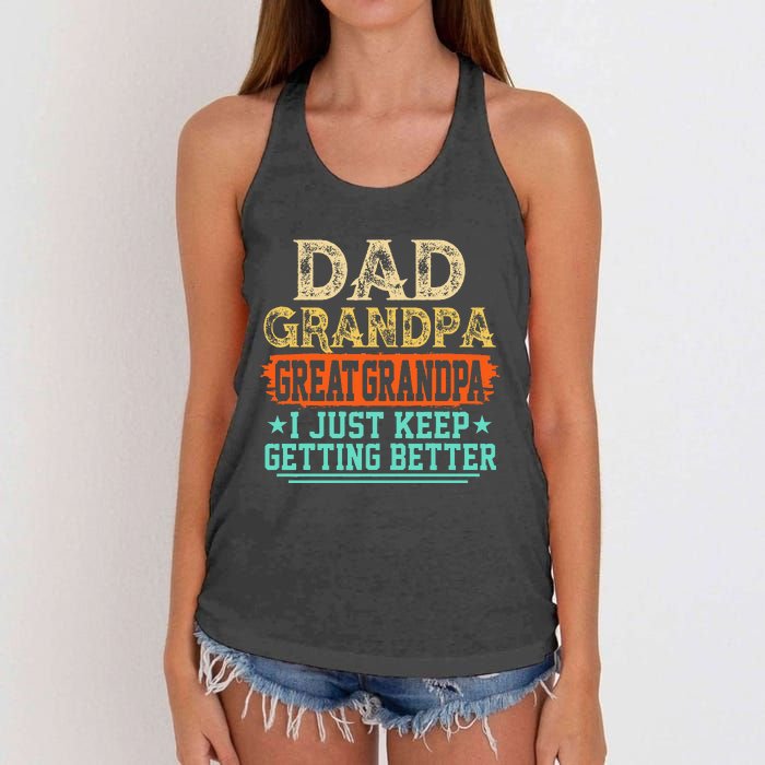 Dad Grandpa Great Grandpa Fathers Day Women's Knotted Racerback Tank