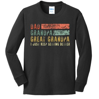 Dad Grandpa Great Grandpa Retro Fathers Day from Grand Kids Long Sleeve Shirt