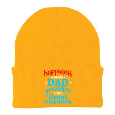 Dad Grandpa Great Grandpa Happiness Is Being A Dad Cute Gift Knit Cap Winter Beanie