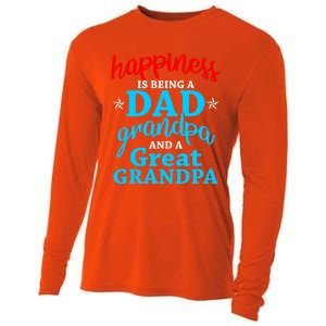 Dad Grandpa Great Grandpa Happiness Is Being A Dad Cute Gift Cooling Performance Long Sleeve Crew