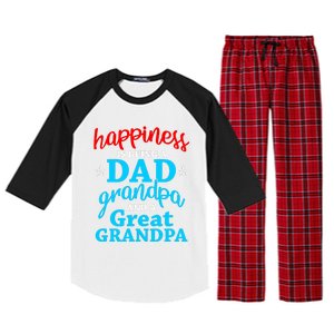 Dad Grandpa Great Grandpa Happiness Is Being A Dad Cute Gift Raglan Sleeve Pajama Set