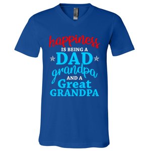 Dad Grandpa Great Grandpa Happiness Is Being A Dad Cute Gift V-Neck T-Shirt