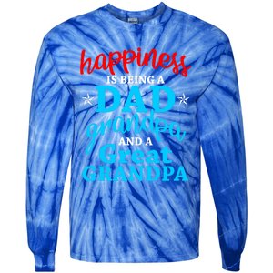 Dad Grandpa Great Grandpa Happiness Is Being A Dad Cute Gift Tie-Dye Long Sleeve Shirt