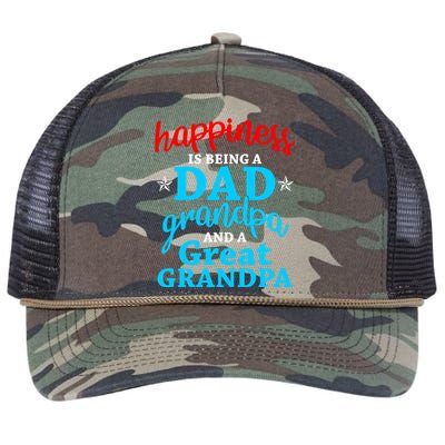 Dad Grandpa Great Grandpa Happiness Is Being A Dad Cute Gift Retro Rope Trucker Hat Cap