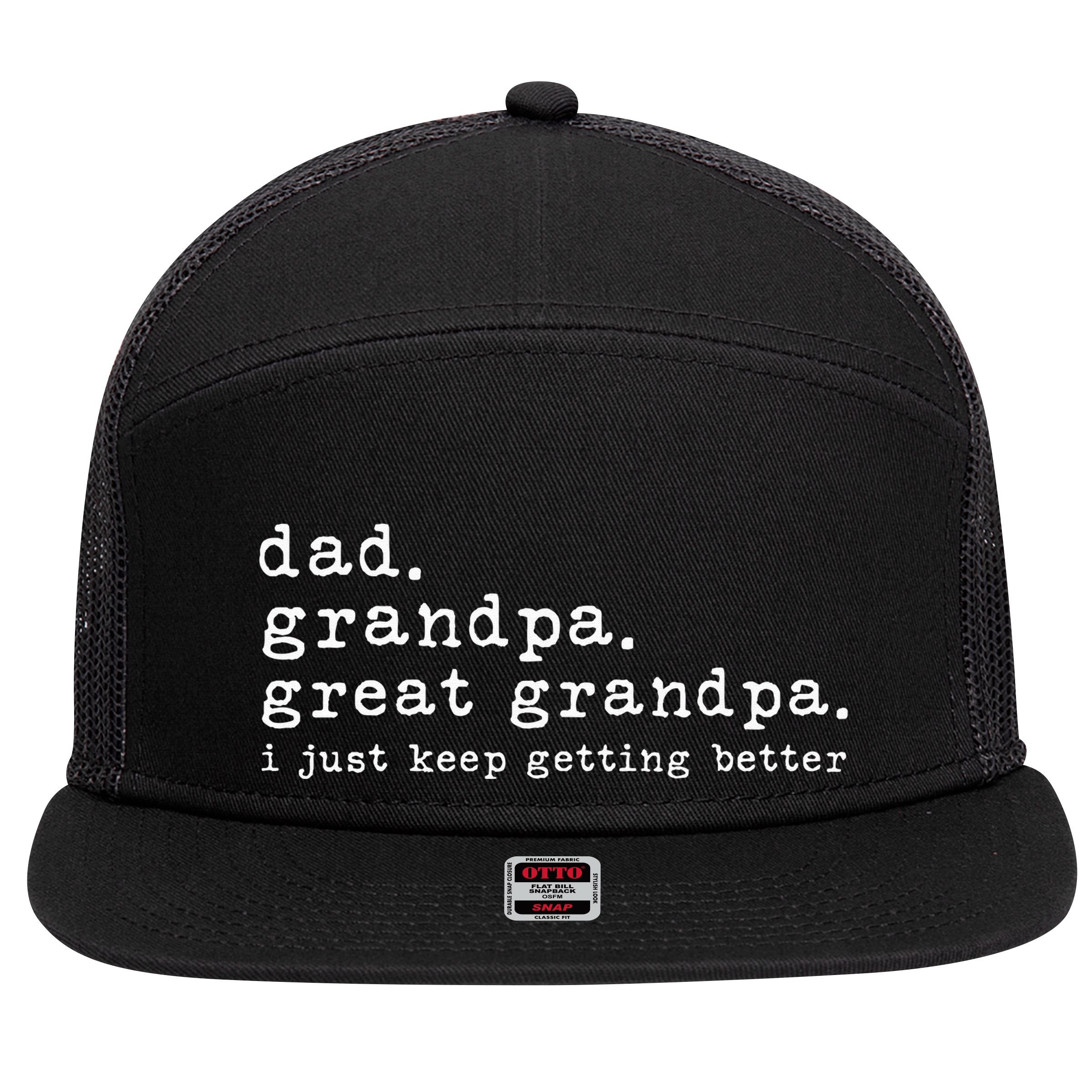 Dad Grandpa Great Grandpa Funny fathers day Great Grandpa 7 Panel Mesh Trucker Snapback Hat