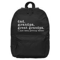 Dad Grandpa Great Grandpa Funny fathers day Great Grandpa 16 in Basic Backpack