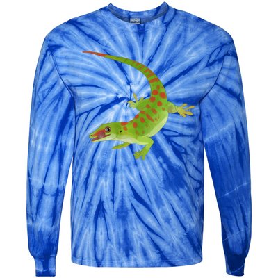 Day Gecko Green Gecko Lizard Drawing Reptile Lover Meaningful Gift Tie-Dye Long Sleeve Shirt