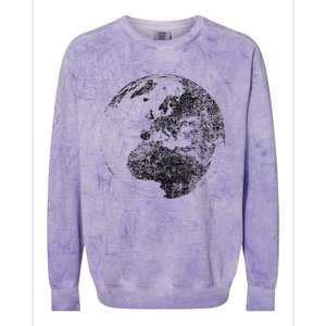 Distressed Globe, Grunge Effect World Earth Colorblast Crewneck Sweatshirt