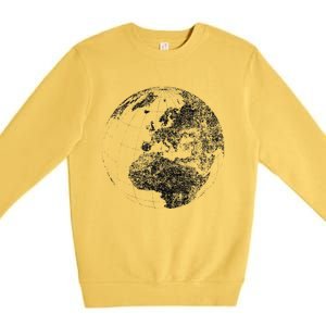 Distressed Globe, Grunge Effect World Earth Premium Crewneck Sweatshirt