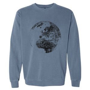 Distressed Globe, Grunge Effect World Earth Garment-Dyed Sweatshirt