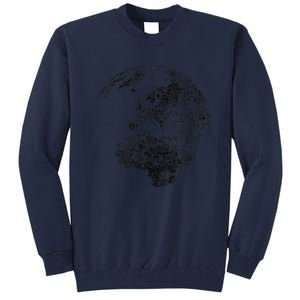 Distressed Globe, Grunge Effect World Earth Tall Sweatshirt