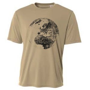 Distressed Globe, Grunge Effect World Earth Cooling Performance Crew T-Shirt