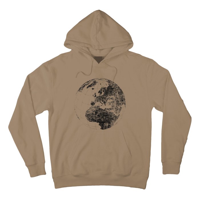 Distressed Globe, Grunge Effect World Earth Hoodie