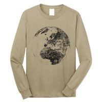 Distressed Globe, Grunge Effect World Earth Long Sleeve Shirt