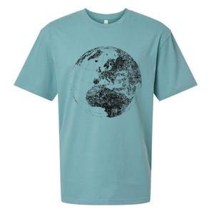 Distressed Globe, Grunge Effect World Earth Sueded Cloud Jersey T-Shirt