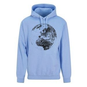 Distressed Globe, Grunge Effect World Earth Unisex Surf Hoodie