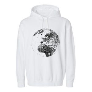 Distressed Globe, Grunge Effect World Earth Garment-Dyed Fleece Hoodie