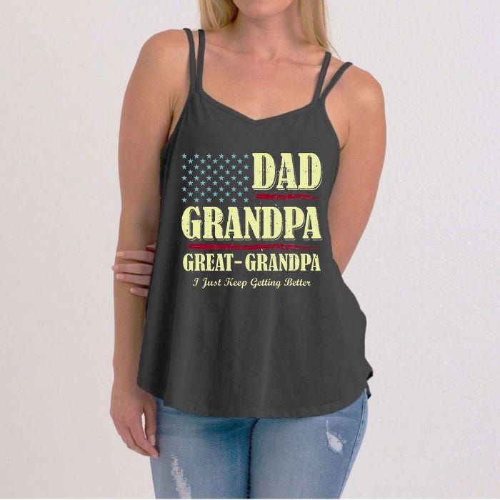 Dad Grandpa Great Grandpa I Just Keep Getting Better Vintage Women's Strappy Tank