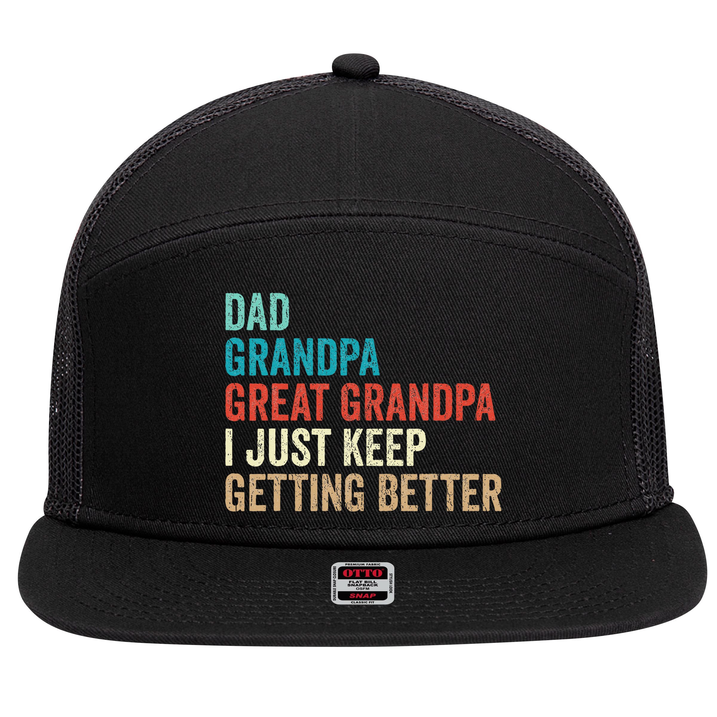 Dad Grandpa Great Grandpa Fathers Day Gift from Grand 7 Panel Mesh Trucker Snapback Hat
