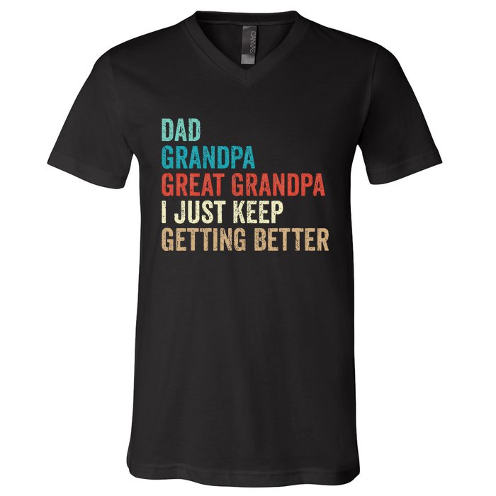 Dad Grandpa Great Grandpa Fathers Day Gift from Grand V-Neck T-Shirt