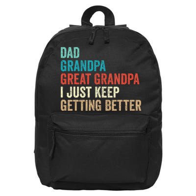 Dad Grandpa Great Grandpa Fathers Day Gift from Grand 16 in Basic Backpack