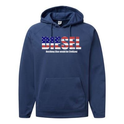 Diesel Great Gift For Mechanics Truckers Performance Fleece Hoodie