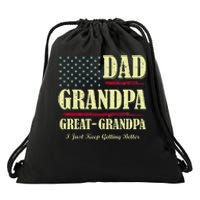 Dad Grandpa Great Grandpa I Just Keep Getting Better Vintage Drawstring Bag